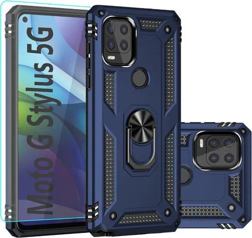 Funda protectora para Moto G Stylus 5G (2021), con protector de pantalla, [grado militar] de 16 pies, con función de atril magnético, para Motorola