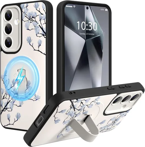 Miniatura 54 de Funda magnética compatible con Samsung Galaxy S25 Ultra para mujeres y hombres, estética flor de durazno, correa de muñeca ajustable incorporada