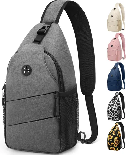 Miniatura 12 de Pritent Bolsos cruzados para mujeres y hombres, mochila de moda, bolsa casual para el pecho con correa de hombro convertible Negro