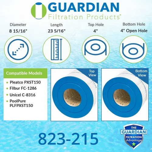 Miniatura 2 de Guardian Filtration Products Cartucho de filtro de piscina 823-215 Reemplazo para Pleatco PXST150, Unicel C-8316, Filbur FC-1286, Hayward X-Stream