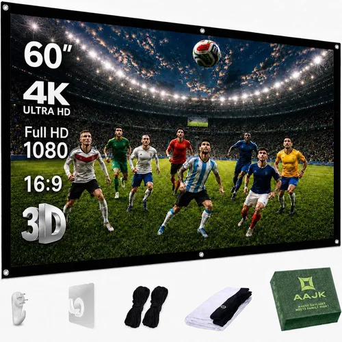 Pantalla de proyección, pantalla de proyector de películas 4K HD 16:9, proyector portátil plegable antiarrugas, pantalla de películas para cine en