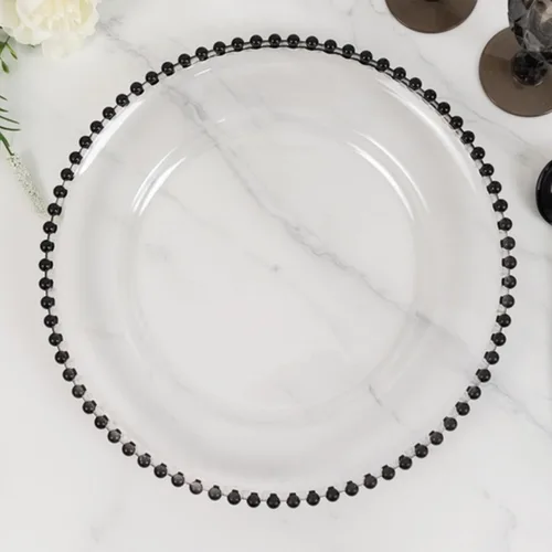 Miniatura 49 de Efavormart - Paquete de 10 platos de postre de plástico transparente rubor con borde de cuentas, platos redondos desechables para ensalada, 8