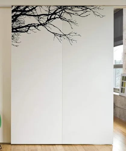Adhesivo decorativo para pared de árbol grande, ramas negras semi-brillantes, (21 x 50 pulgadas) de izquierda a derecha. Extraíble, no necesita