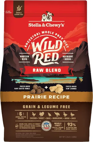 Stella & Chewy's Wild Red Raw Blend Kibble - Croquetas de mezcla cruda – Alimento para perros revestido crudo liofilizado de primera calidad –