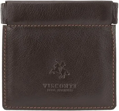 Visconti CP7 - Monedero pequeño de cuero para hombre, monedero o llavero, Marrón, Monedero de cuero pequeño monedero monedero cambio monedero