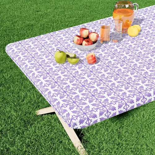 Miniatura 14 de Misaya - Mantel de vinilo rectangular, mantel elástico con respaldo de franela, 100% impermeable, cubierta de plástico para mesas plegables de 4