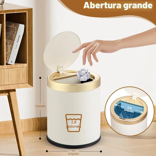 Miniatura 5 de Cubo de basura automático con sensor de movimiento para baño con tapa, cubo de basura sin contacto de 2.8 galones, bote de basura pequeño