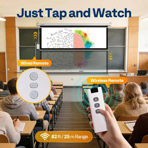 Miniatura 3 de VIVOHOME Pantalla de proyector motorizada con control remoto, pantalla de proyección eléctrica automática de 16:9 y 84 pulgadas, pantalla