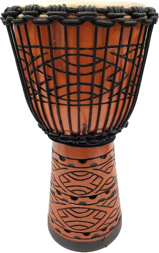 Miniatura 19 de Djembe Drum Carved Bongo música de inspiración africana también una idea única para regalar. Carver Abstract Elephant Giraffe Turtle.