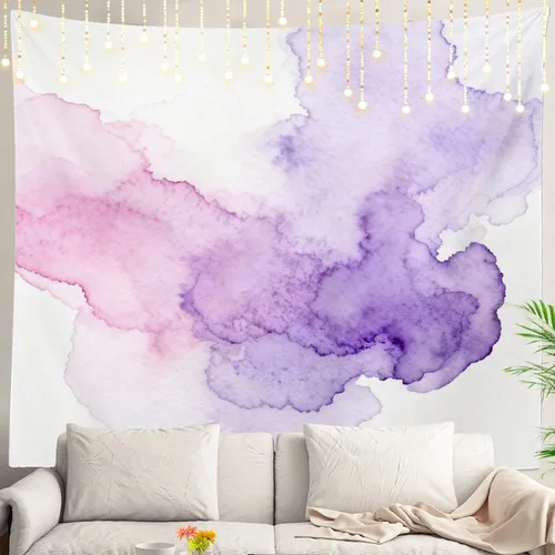 Miniatura 77 de Shrahala Tapiz de pared azul brillante, acuarela azul degradado para colgar en la pared, tapiz grande decorativo de fibra de poliéster, dobladillo