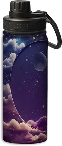 Miniatura 18 de OOZ Calavera y flores patrón 18 oz deportes aislados botellas de agua de acero inoxidable para correr, senderismo, ciclismo, escalada, negro Negro 8