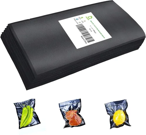 Miniatura 19 de CANLENPK - Bolsas de sellado al vacío de 6 x 8 pulgadas, parte trasera negra y parte delantera transparente, bolsa de almacenamiento de alimentos