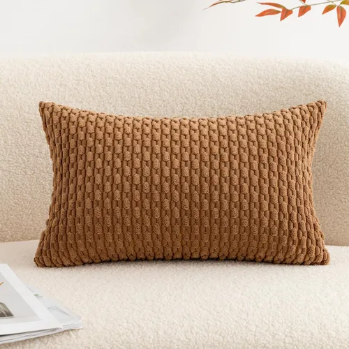 Miniatura 30 de UGASA - Funda de almohada decorativa de pana suave de otoño de 12 x 20 pulgadas, diseño bohemio a rayas, oblonga, para sofá, sala de estar, cama
