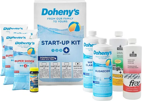Miniatura 9 de Doheny's Kit de inicio de apertura de piscina, fabricado en Estados Unidos, incluye salida de metal, control de algas, clarificador y súper impacto
