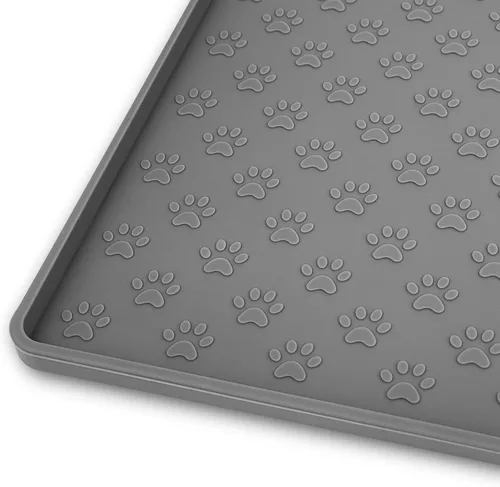 Ptlom Mantel individual para mascotas para perros y gatos, tapete para evitar el desbordamiento de alimentos y agua, adecuado para mascotas Gris