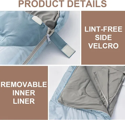 Miniatura 2 de Saco de dormir de 0 grados para adultos, compacto, ligero, para clima frío, para 2-3 estaciones, camping, mochilero, se adapta a 5°F ~ 50°F, 4.3