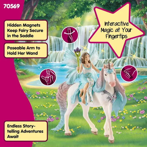 Miniatura 5 de Schleich Bayala - Figura de hada Eyela de 3 piezas con figura de unicornio de princesa, figura de hadas de fantasía con varita mágica, juguete