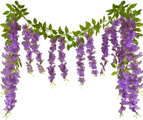 Miniatura 8 de CISDUEO 2 piezas de flores colgantes de glicina, flores de glicina, guirnalda de vid, decoración de arco de boda, enredaderas de glicina Rosa