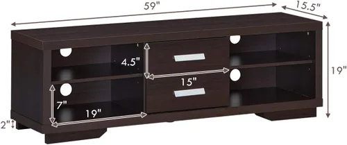 Miniatura 3 de Tangkula Soporte de TV moderno, soporte universal de madera para televisores de hasta 65 pulgadas, gabinete de almacenamiento para sala de estar, 2