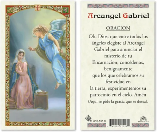 Miniatura 4 de Seven Arcángeles - Tarjetas de oración católicas laminadas en español para orientación celestial, Miguel Gabriel Rafael Uriel Barachiel Jhudiel