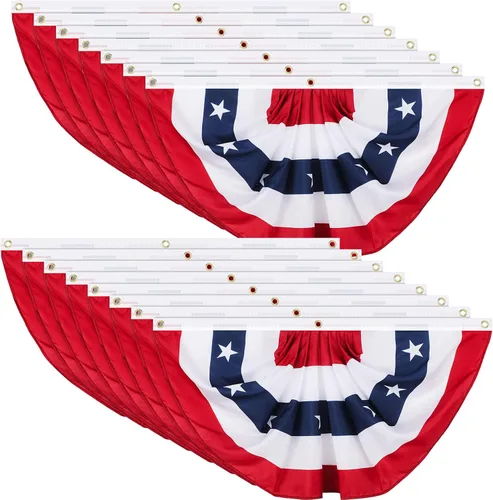 Miniatura 10 de Tatuo Paquete de 6 banderas de abanico plisadas estadounidenses de 1.5 x 3 pies, decoraciones patrióticas del 4 de julio, bandera de Estados Unidos