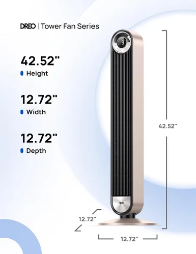 Miniatura 8 de Dreo - Ventilador de torre para dormitorio, ventilador oscilante de pie de 90° con velocidad de 28 pies por segundo, silencioso de 25dB para dormir