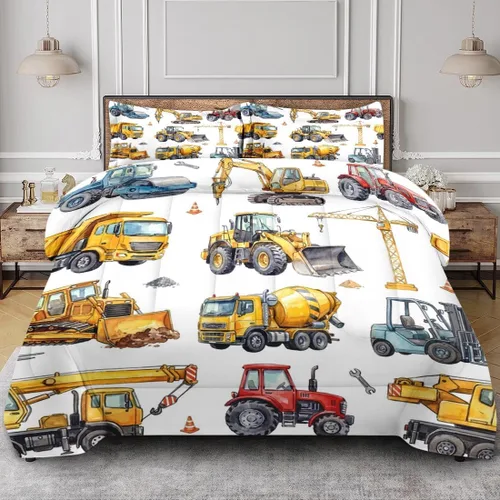 Miniatura 14 de Juego de edredón vintage con diseño de coche y león para niños, niños pequeños, adolescentes y adultos, tamaño individual, juego de ropa de cama