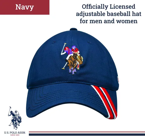 Miniatura 2 de Concept One US Polo Assn. Dad - Gorra de béisbol ajustable con logotipo de caballo bordado con rayas diagonales