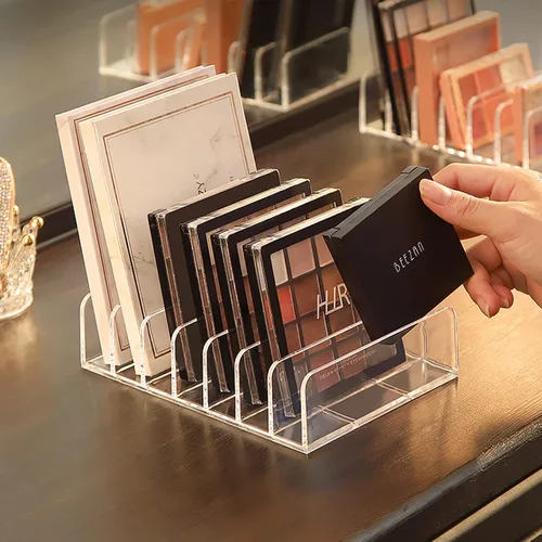 Miniatura 3 de Vowcarol Organizador de paleta de sombras de ojos, acrílico de 7 secciones divididas para paleta de maquillaje, soporte organizador - transparente