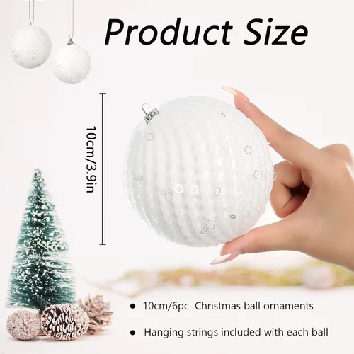 Miniatura 2 de Juego de 8 bolas de Navidad de 3.94 pulgadas, bolas de espuma de lentejuelas con purpurina, irrompibles, decoraciones de árbol de Navidad, juego