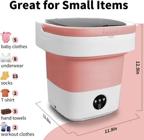 Miniatura 3 de Lavadora portátil, lavadora y secadora plegable de 16 litros con 3 modos de limpieza profunda, pequeña ropa plegable mejorada para viajes, Gran Rojo