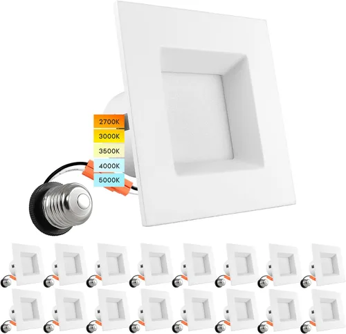 Miniatura 8 de LUXRITE Luces LED empotrables cuadradas de 4 pulgadas, temperatura de color CCT seleccionable 2700K 3000K 3500K 4000K 5000K, luces