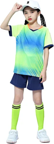 Miniatura 4 de LUCKYLUAN Conjunto de calcetines y pantalones cortos de fútbol para niños, uniforme deportivo de fútbol para niños y niñas