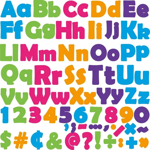 Miniatura 20 de 260 piezas de letras en blanco y negro para tablón de anuncios de aula, paquete combinado de letras de 4 pulgadas, juego de puntos y rayas