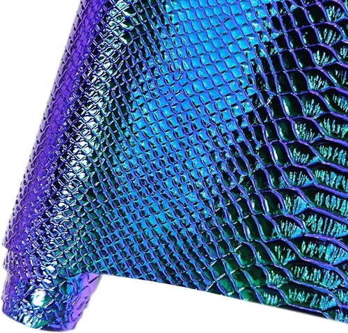 Miniatura 7 de HYANG - Hojas holográficas de piel sintética de poliuretano en relieve de serpiente, muy adecuadas para hacer manualidades, bolsos, aretes de cuero