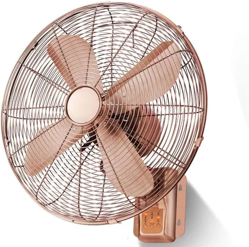 Ventilador de pared retro de metal, ventilador mecánico/remoto montado en la pared, 3 velocidades, cabeza agitadora, 100 W, cobre retro (color : $225