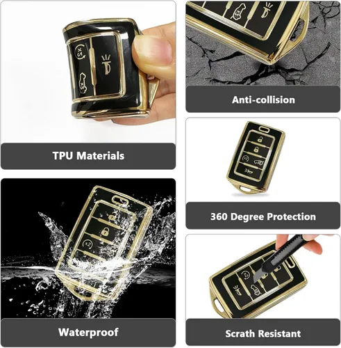 Miniatura 6 de POSAID Funda de llavero para Jeep Grand Cherokee L, funda para llavero Gladiator Wagoneer Grand Wagoneer 2023 2022 2021 con llavero, color negro