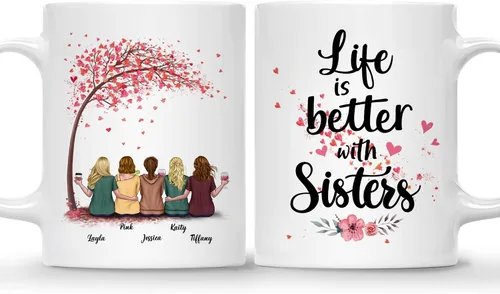 Miniatura 14 de Gossby - Taza de café personalizada para mujer, 2 unidades, con nombres personalizados Taza personalizada para dos mujeres, taza de café