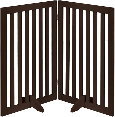 Miniatura 40 de unipaws Puerta para mascotas de pie libre de 24 pulgadas de alto para perros y gatos, puertas de madera para puerta, escaleras, valla plegable
