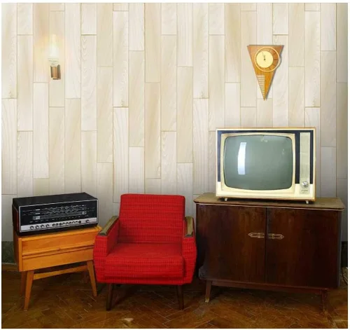 Miniatura 26 de wall26 - Patrón de paneles texturizados de madera vertical retro crema - Mural de pared, papel tapiz extraíble, decoración del hogar - 100x144 Crema