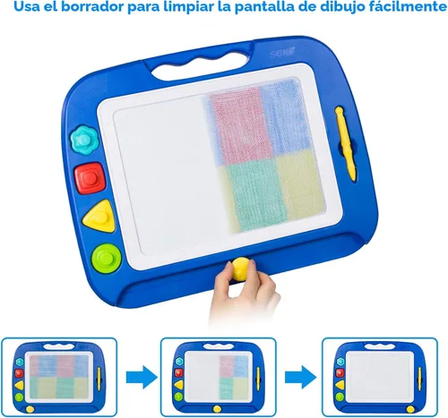 Miniatura 6 de SGILE - Pizarra magnética para dibujar grande, 4 colores, con 4 sellos, para niños pequeños, juguete educativo de aprendizaje, para niños de más