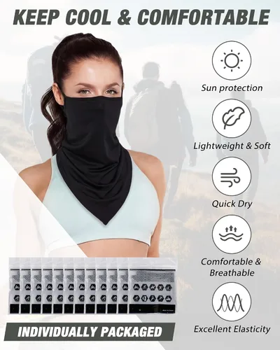 Miniatura 4 de JaGely Paquete de 12 polainas para el cuello, bufanda, máscara elástica con cinta elástica para las orejas, diadema absorbente para mujeres