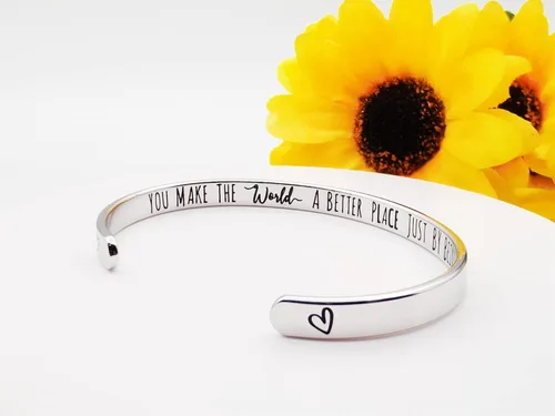 Miniatura 157 de Pulseras inspiradoras para mujer, joyería de acero inoxidable, con refranes, pulsera motivacional con mensaje oculto, pulseras grabadas para mejor