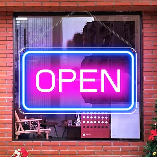 Letreros de 'Abierto' para Ventana de Negocio, Letrero de Neón 'Abierto' de 16" x 9", Letrero LED 'Abierto' con Chip COB Brillante con Interruptor