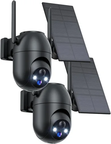 Cámaras de Seguridad Inalámbricas Solares al Aire Libre de 2K: Cámara WiFi para Sistema de Seguridad del Hogar - Cámara con Batería IP66 Resistente