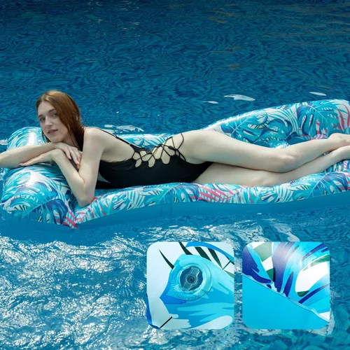 Miniatura 7 de Paquete de 2 tapetes inflables para piscina, tumbona, juguetes de natación multiusos para fiesta en la piscina, playa de verano, al aire libre