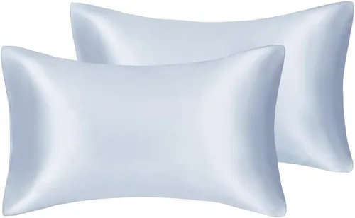 Miniatura 9 de Juwenin Bedding, funda de almohada de satén sedosa súper suave y lujosa con cremallera (funda de almohada de satén sedoso para el cabello), juego