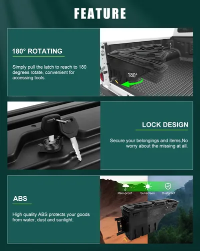 Miniatura 4 de SCITOO Cerradura y llaves caja de almacenamiento de caja de camión Tits para Ford para F-250 Super Duty para F-350 Super Duty 2017-2022 lado derecho