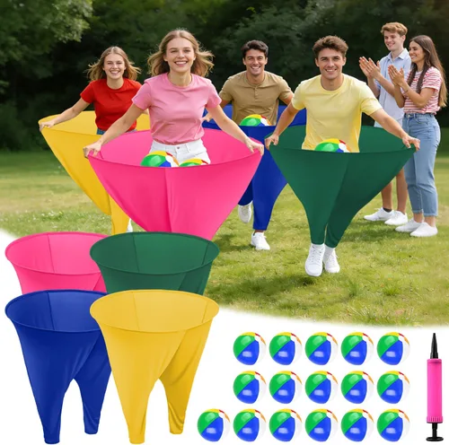 Miniatura 11 de Juego de pantalones de abuelita para patio, pantalones gigantes de abuelita, juego al aire libre, incluye pelotas hinchables y bombas de aire