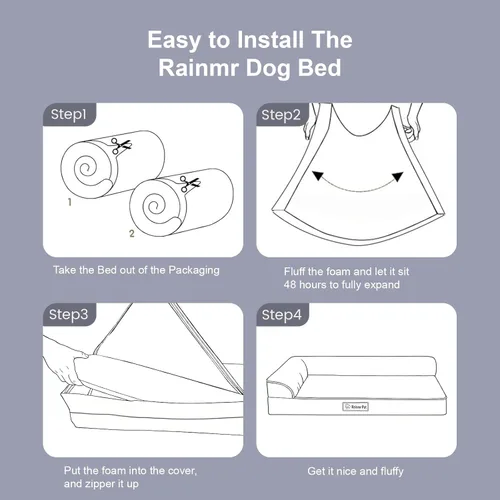 Miniatura 8 de Rainmr Camas ortopédicas para perros grandes, camas de espuma viscoelástica para perros de tamaño grande, funda extraíble lavable, parte inferior